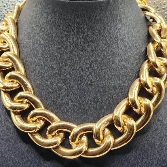 Bold Vtg Napier Chunky Gold-Tone Link Choker Necklace - Picture 9 of 9